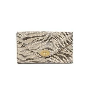 H&M Zebra Pattern Woven Straw Texture Clutch